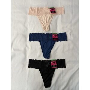 NEW Maidenform Luxurious Lace Thong  Womens Large Multicolor Thong DMESLT 3 Pair